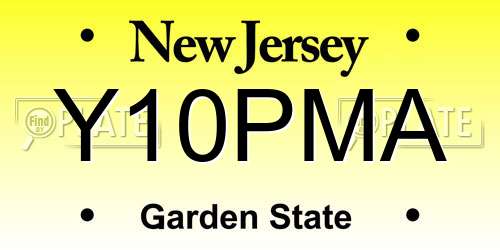 Y10PMA New Jersey License Plate