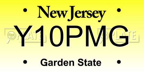 Y10PMG New Jersey License Plate