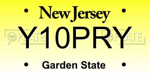 Y10PRY New Jersey License Plate