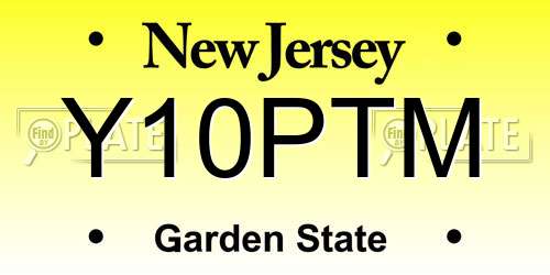 Y10PTM New Jersey License Plate