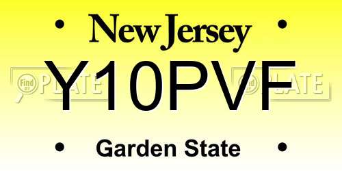 Y10PVF New Jersey License Plate