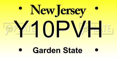 Y10PVH New Jersey License Plate