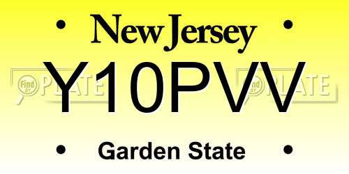 Y10PVV New Jersey License Plate