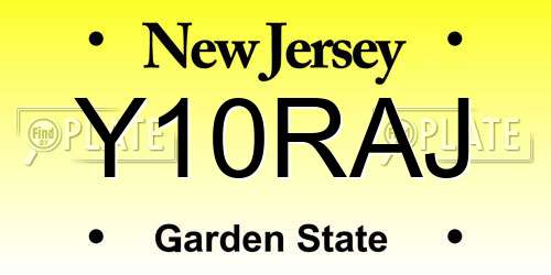 Y10RAJ New Jersey License Plate