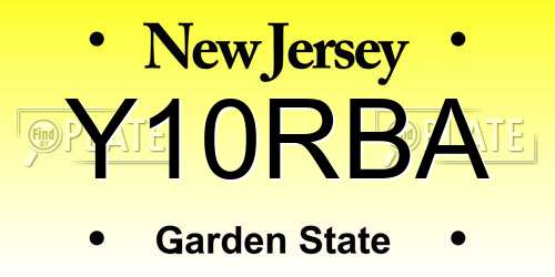 Y10RBA New Jersey License Plate