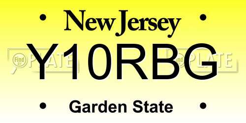 Y10RBG New Jersey License Plate