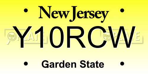 Y10RCW New Jersey License Plate