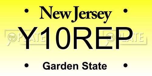 Y10REP New Jersey License Plate