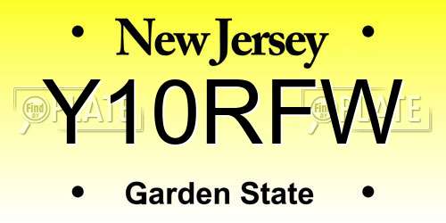 Y10RFW New Jersey License Plate