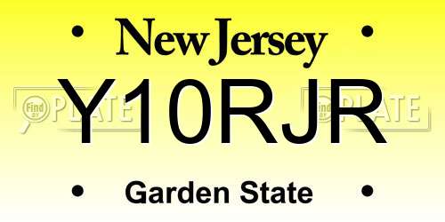 Y10RJR New Jersey License Plate