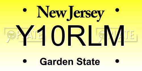 Y10RLM New Jersey License Plate