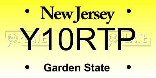 Y10RTP New Jersey License Plate