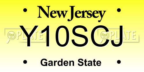 Y10SCJ New Jersey License Plate