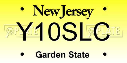 Y10SLC New Jersey License Plate