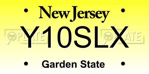 Y10SLX New Jersey License Plate