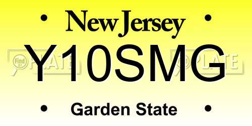 Y10SMG New Jersey License Plate