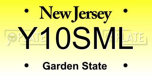 Y10SML New Jersey License Plate