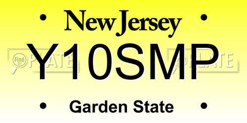 Y10SMP New Jersey License Plate