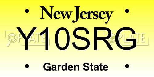 Y10SRG New Jersey License Plate
