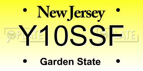 Y10SSF New Jersey License Plate