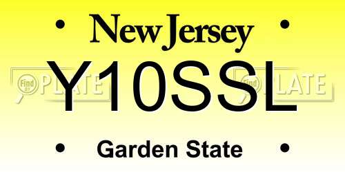 Y10SSL New Jersey License Plate
