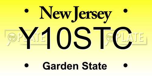 Y10STC New Jersey License Plate