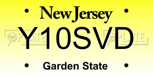 Y10SVD New Jersey License Plate