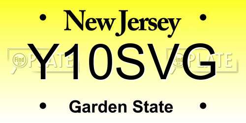 Y10SVG New Jersey License Plate