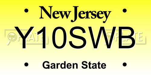 Y10SWB New Jersey License Plate