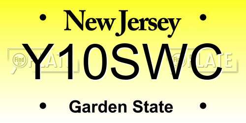 Y10SWC New Jersey License Plate