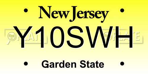Y10SWH New Jersey License Plate