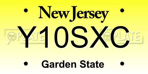 Y10SXC New Jersey License Plate