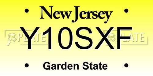 Y10SXF New Jersey License Plate