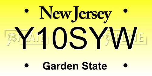 Y10SYW New Jersey License Plate