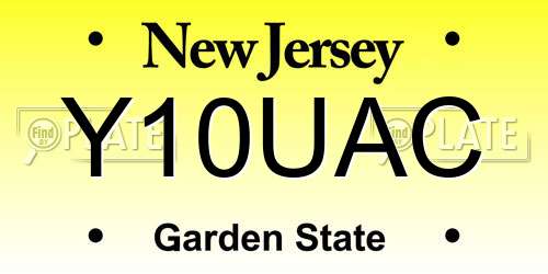 Y10UAC New Jersey License Plate