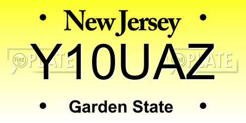Y10UAZ New Jersey License Plate