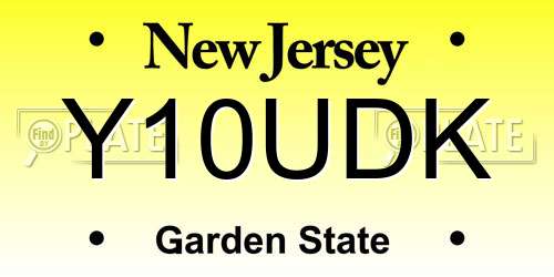 Y10UDK New Jersey License Plate