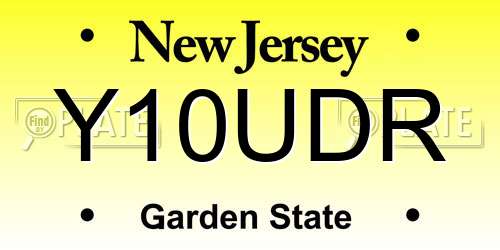 Y10UDR New Jersey License Plate