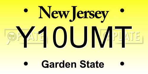 Y10UMT New Jersey License Plate