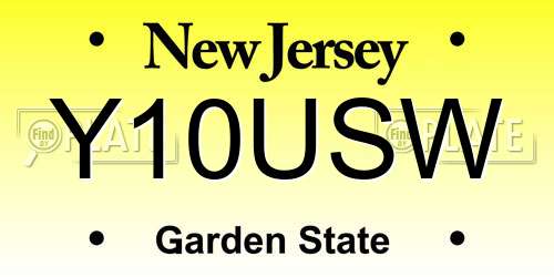 Y10USW New Jersey License Plate