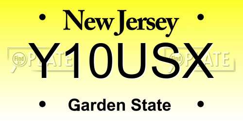Y10USX New Jersey License Plate