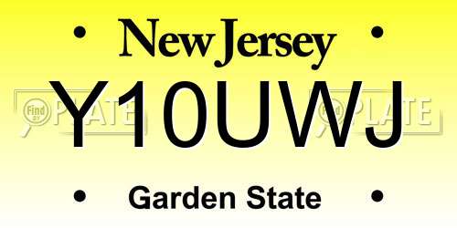Y10UWJ New Jersey License Plate