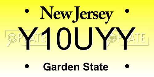 Y10UYY New Jersey License Plate