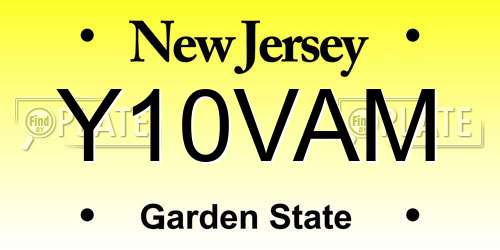 Y10VAM New Jersey License Plate