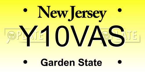 Y10VAS New Jersey License Plate
