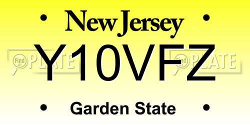 Y10VFZ New Jersey License Plate