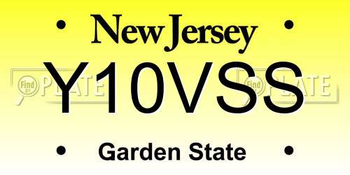 Y10VSS New Jersey License Plate