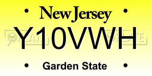 Y10VWH New Jersey License Plate