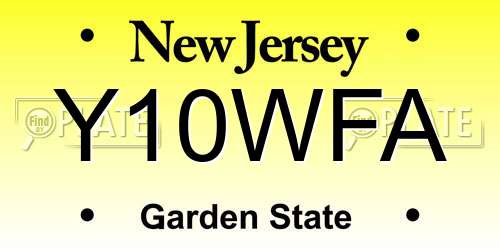 Y10WFA New Jersey License Plate