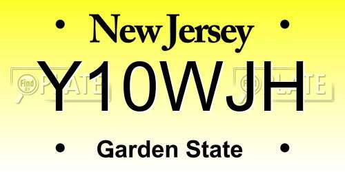 Y10WJH New Jersey License Plate